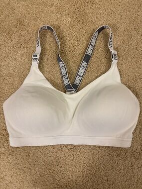 Victoria's Secret White Wireless Sports Bra with Logo Straps